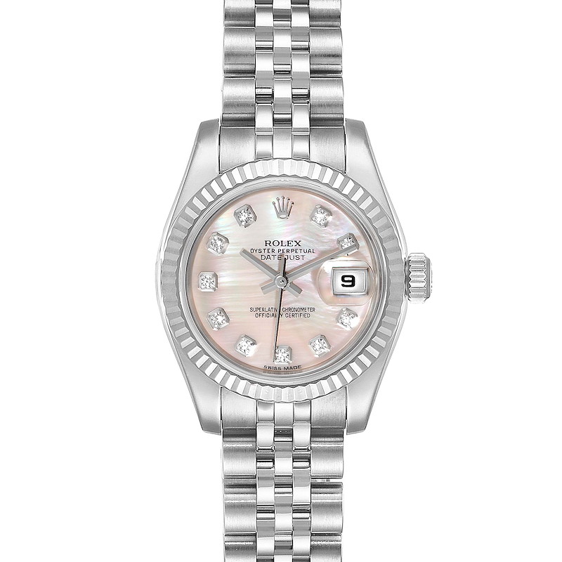 Rolex Datejust Steel White Gold MOP Diamond Ladies Watch 179174  SwissWatchExpo