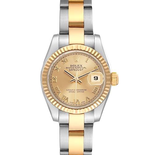 Photo of Rolex Datejust Steel Yellow Gold Champagne Roman Dial Ladies Watch 179173