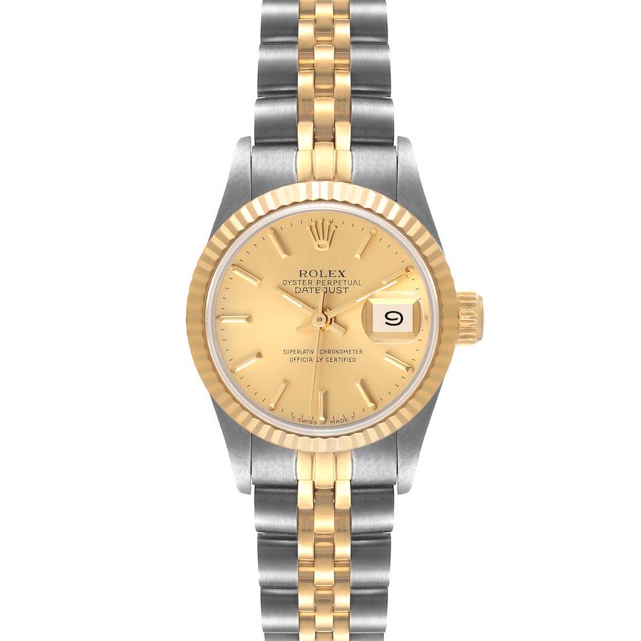 Rolex Datejust Steel Yellow Gold Fluted Bezel Ladies Watch 69173 Papers SwissWatchExpo
