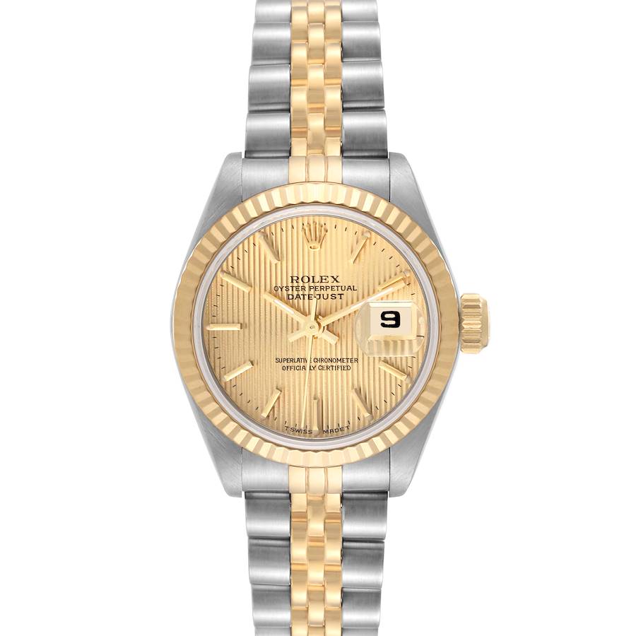Rolex Datejust Steel Yellow Gold Tapestry Dial Ladies Watch 69173 Box Papers SwissWatchExpo