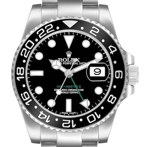 Photo of Rolex GMT Master II Steel Black Dial Green Hand Mens Watch 116710
