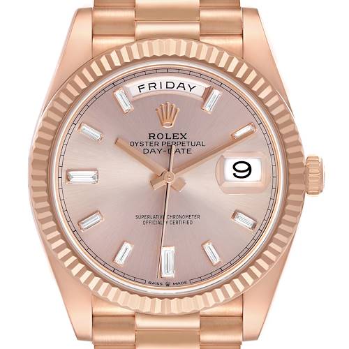 Photo of Rolex President Day-Date 40mm Rose Gold Diamond Mens Watch 228235 Box Card