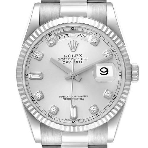 Photo of Rolex President Day-Date White Gold Diamond Dial Mens Watch 118239 Papers