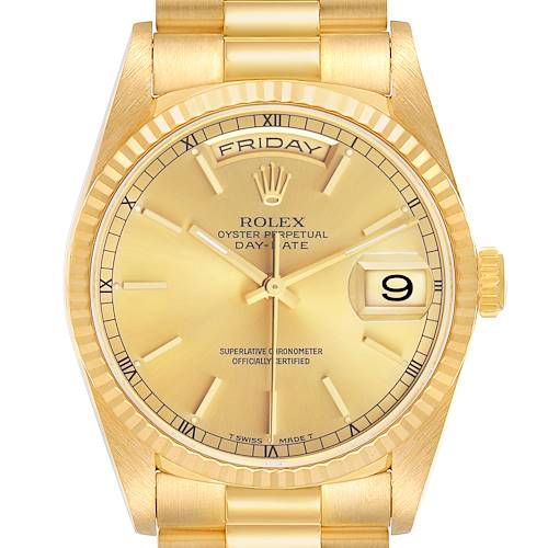 Photo of Rolex President Day-Date Yellow Gold Champagne Dial Mens Watch 18238