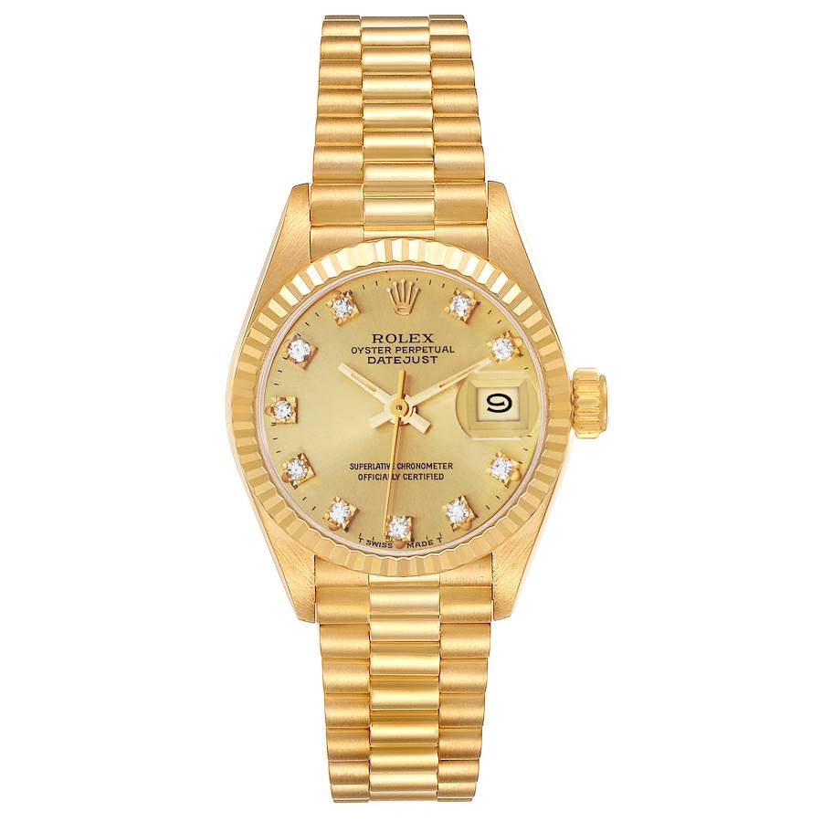 Rolex President Yellow Gold Diamond Dial Ladies Watch 69178 SwissWatchExpo