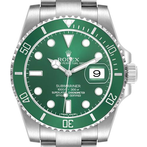 Photo of Rolex Submariner Hulk Green Dial Steel Mens Watch 116610LV Box Card