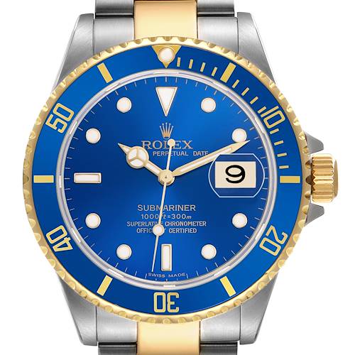 Photo of Rolex Submariner Steel Yellow Gold Blue Dial Bezel Mens Watch 16613