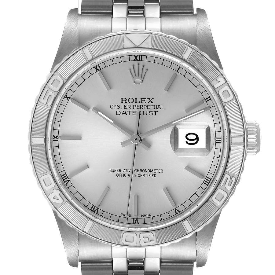 Rolex Turnograph Datejust Steel White Gold Mens Watch 16264 Papers SwissWatchExpo