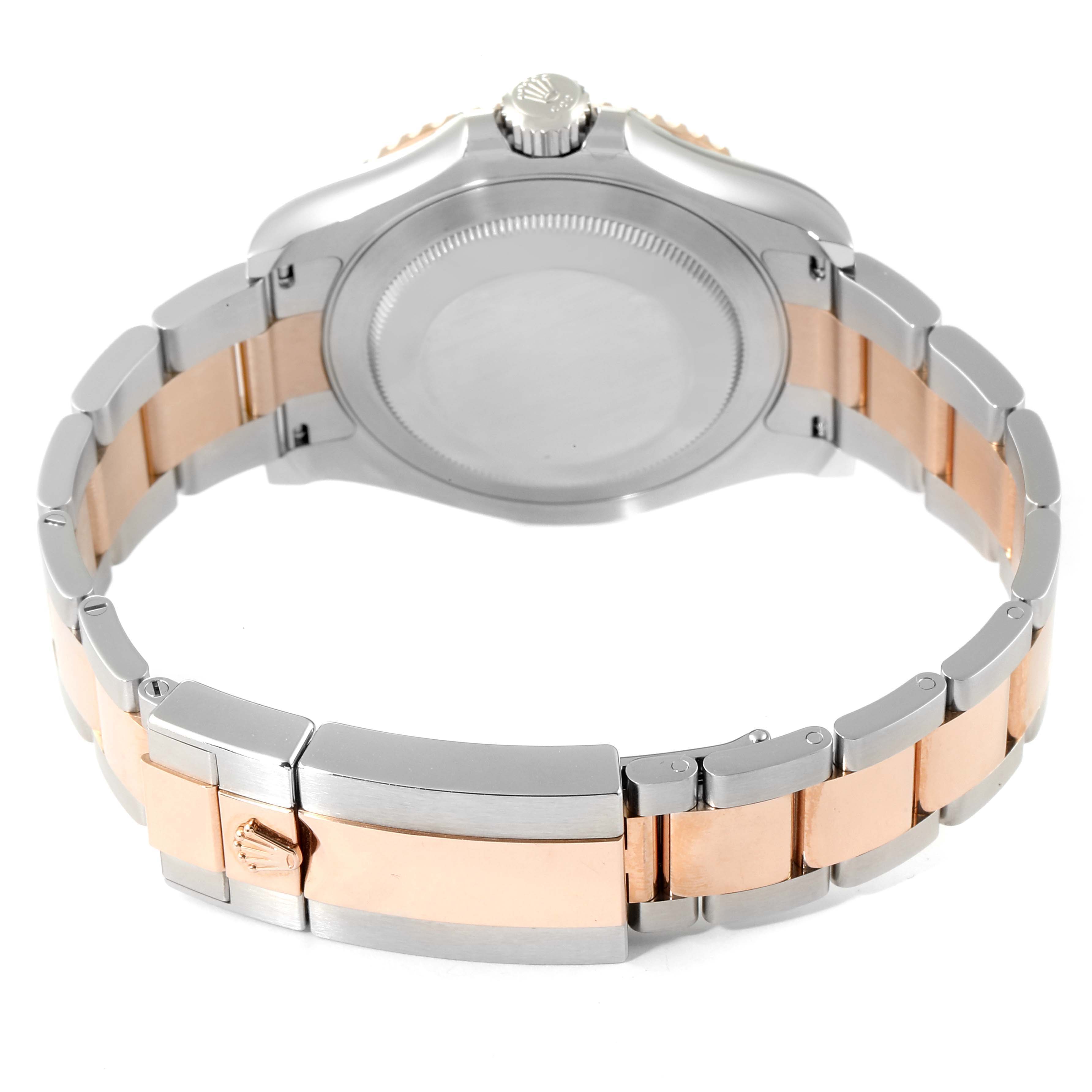 This image shows the back and bracelet of a Rolex Yacht-Master 126621 Men's Steel and Gold (two tone) Brown Dial 126621 Men's Steel and Gold (two tone) Brown Dial model watch, focusing on the clasp and links.