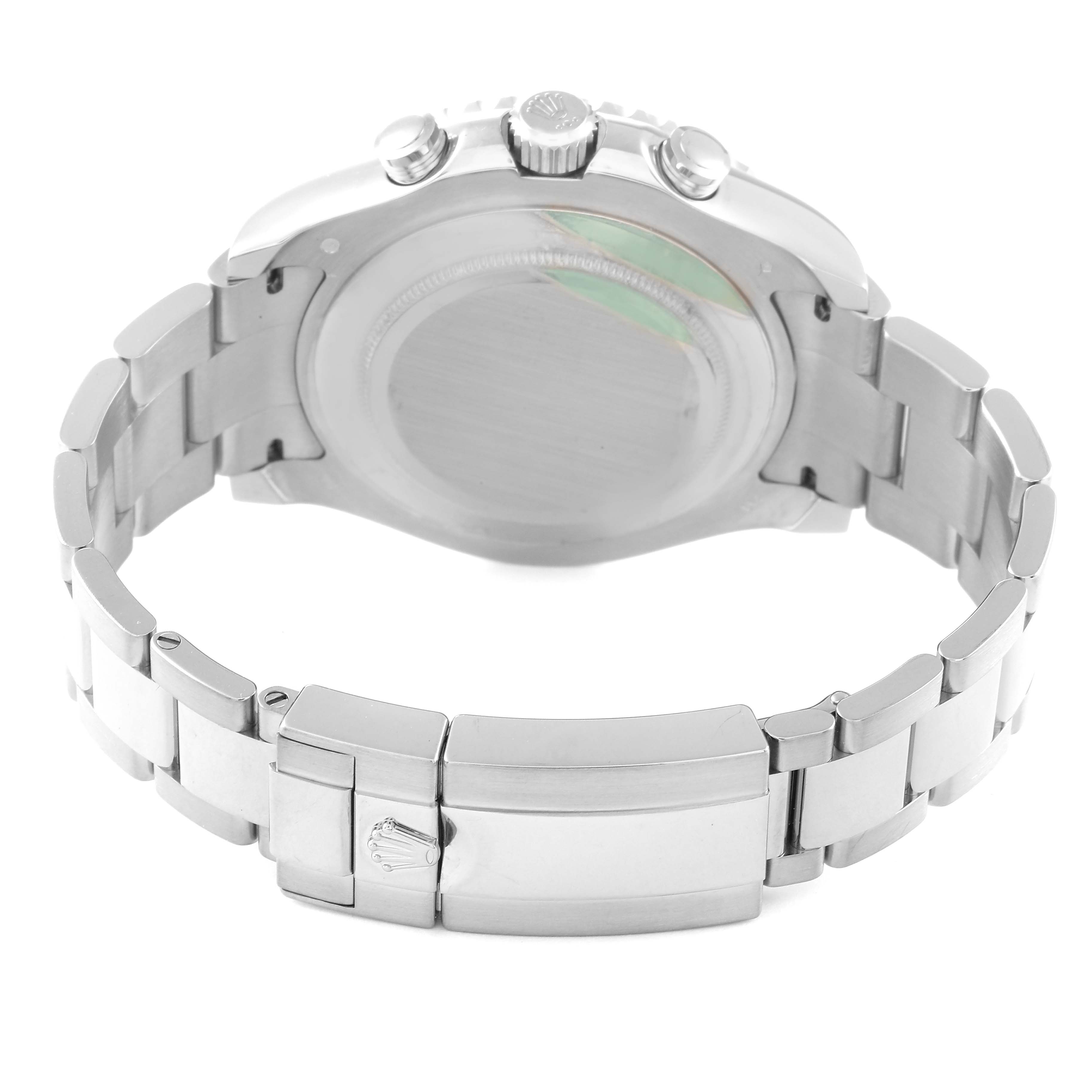 The image shows the back case and bracelet of a Rolex Yacht-Master 116689 Men's White Gold White Dial 116689 Men's White Gold White Dial watch from a rear angle.