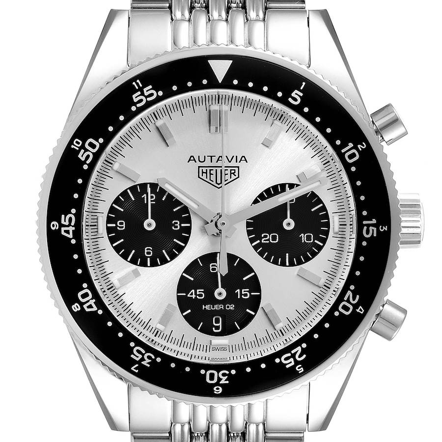 Tag Heuer Autavia Heritage Silver Dial Steel Mens Watch CBE2111 Box Papers SwissWatchExpo