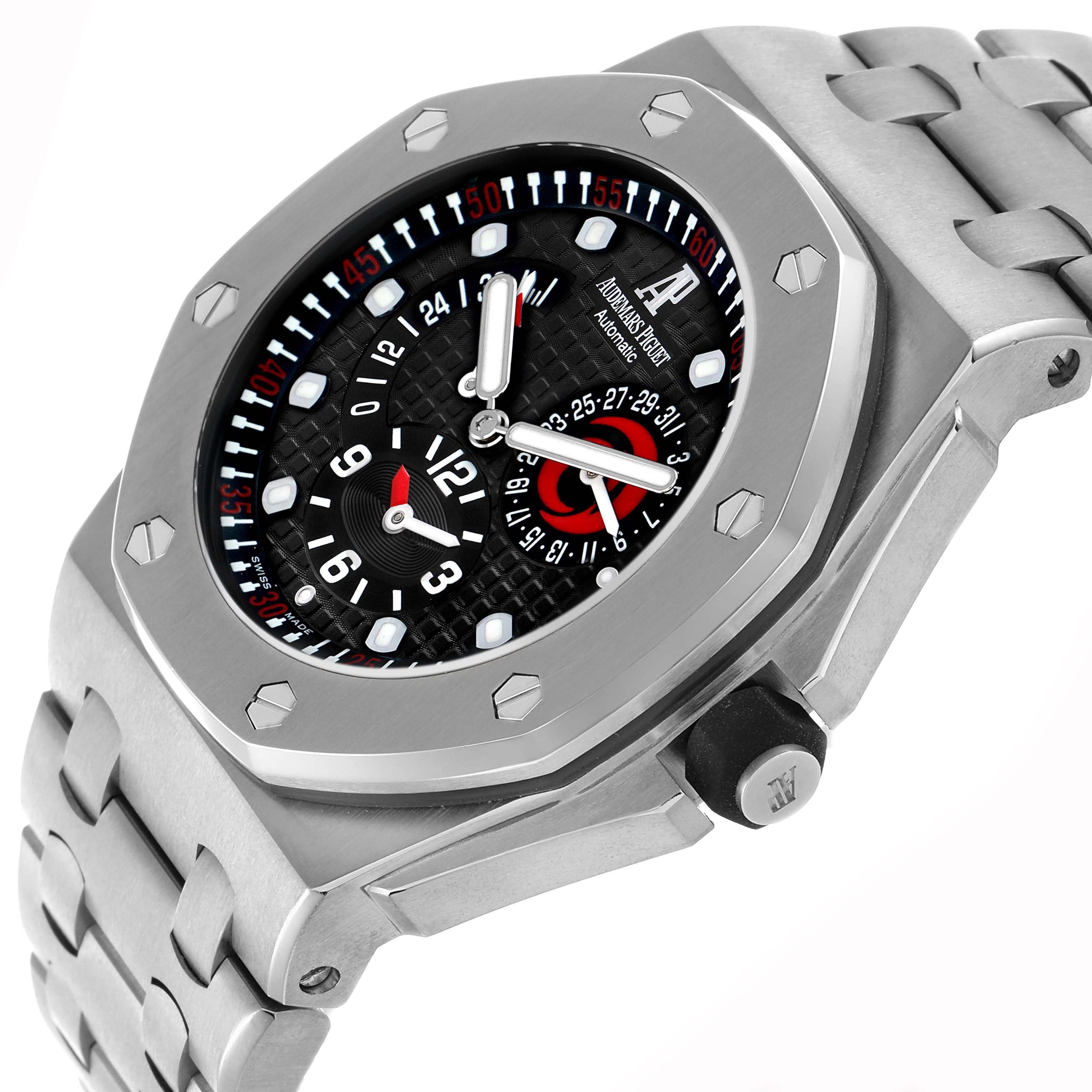The Audemars Piguet Royal Oak 2599IP.OO.1000TI.01 Mens Titanium Black Dial watch is shown at an angle highlighting the dial, bezel, crown, and part of the bracelet.