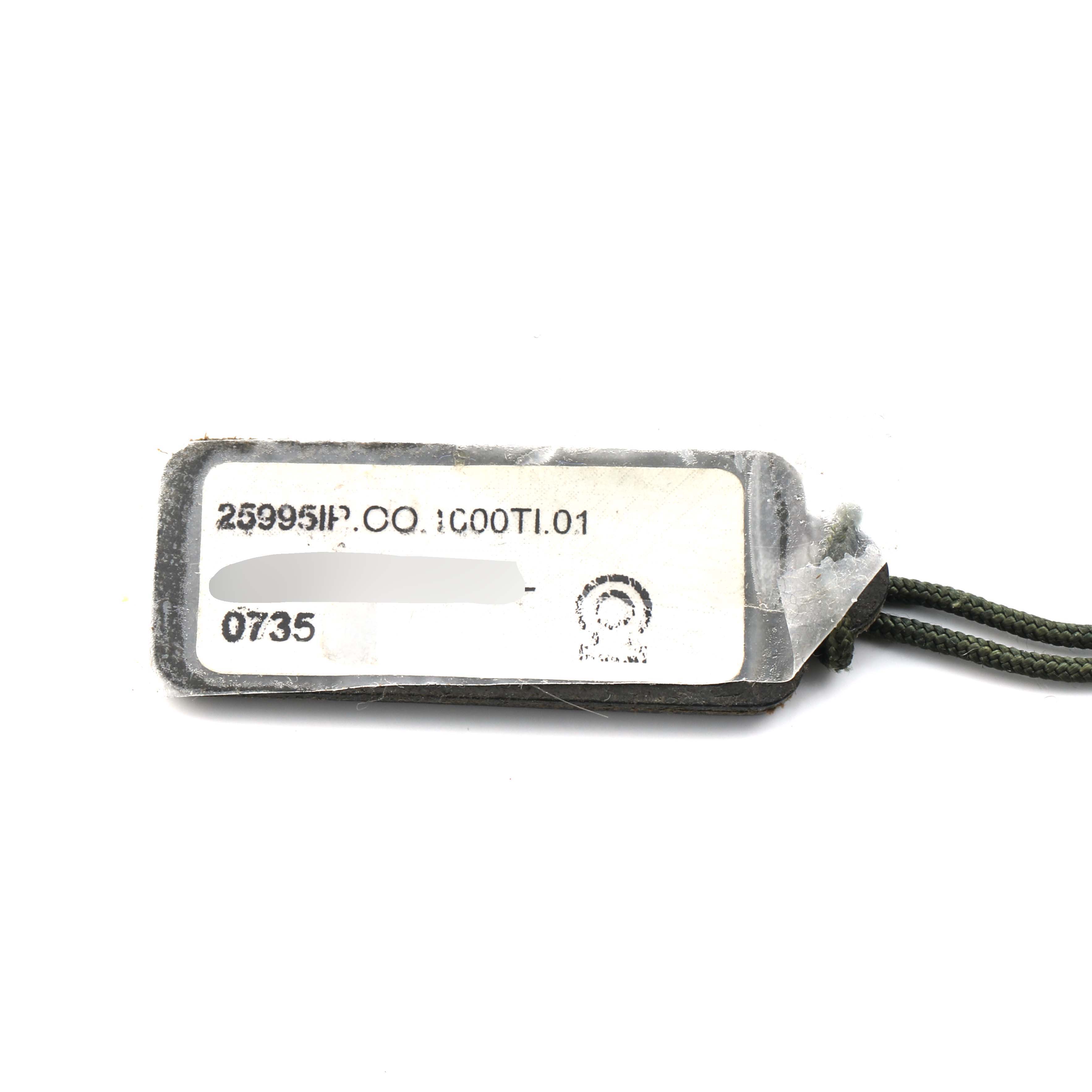 This image shows the tag for a Royal Oak model by Audemars Piguet, displaying reference and serial numbers.