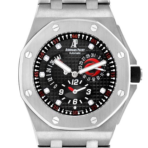 The Audemars Piguet Royal Oak 2599IP.OO.1000TI.01 Mens Titanium Black Dial watch is shown from the front, featuring its octagonal bezel, detailed dial, and subdials.