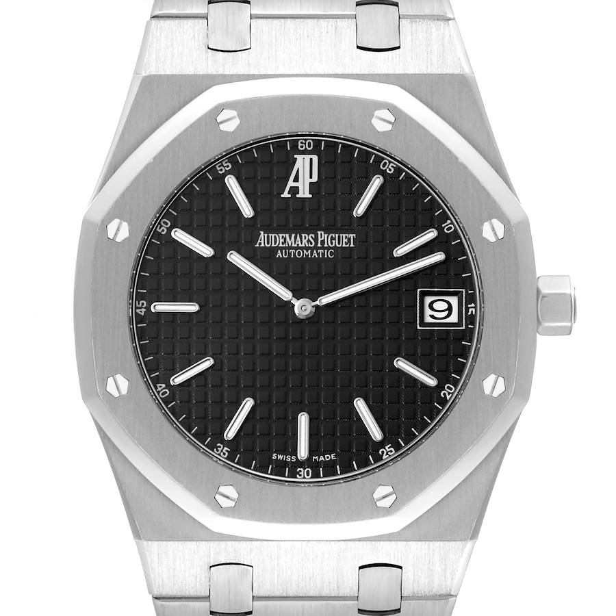 Audemars Piguet Royal Oak Black Dial Steel Mens Watch 15202ST Papers SwissWatchExpo