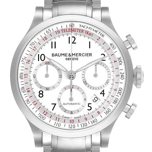 Photo of Baume Mercier Capeland Steel Silver Dial Chronograph Mens Watch 10061 Unworn