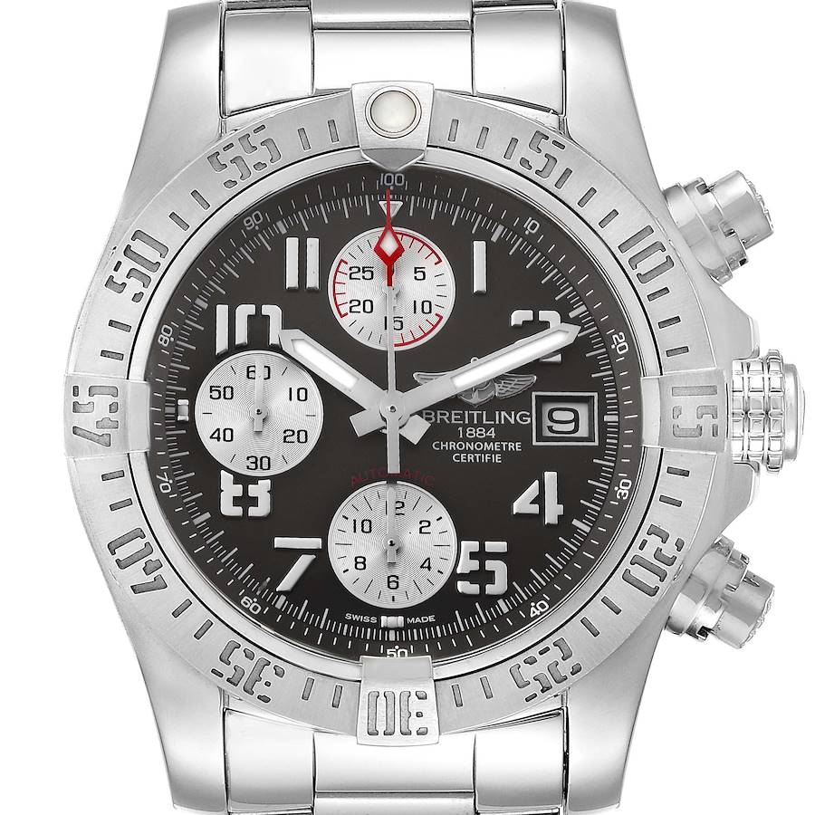 Breitling Avenger II Tungsten Gray Dial Steel Mens Watch A13381 Box Papers SwissWatchExpo