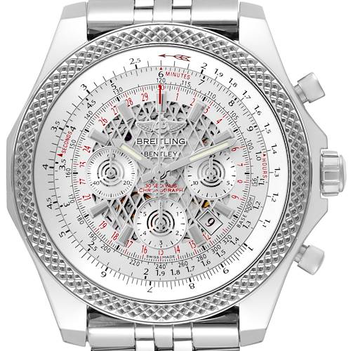 The image shows a front close-up view of the dial and bezel of the Breitling Bentley watch model.