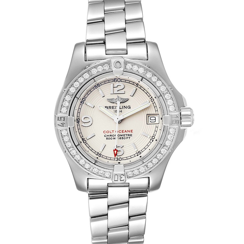 Breitling Colt Oceane Stainless Steel Diamond Ladies Watch A77380 Box Papers SwissWatchExpo