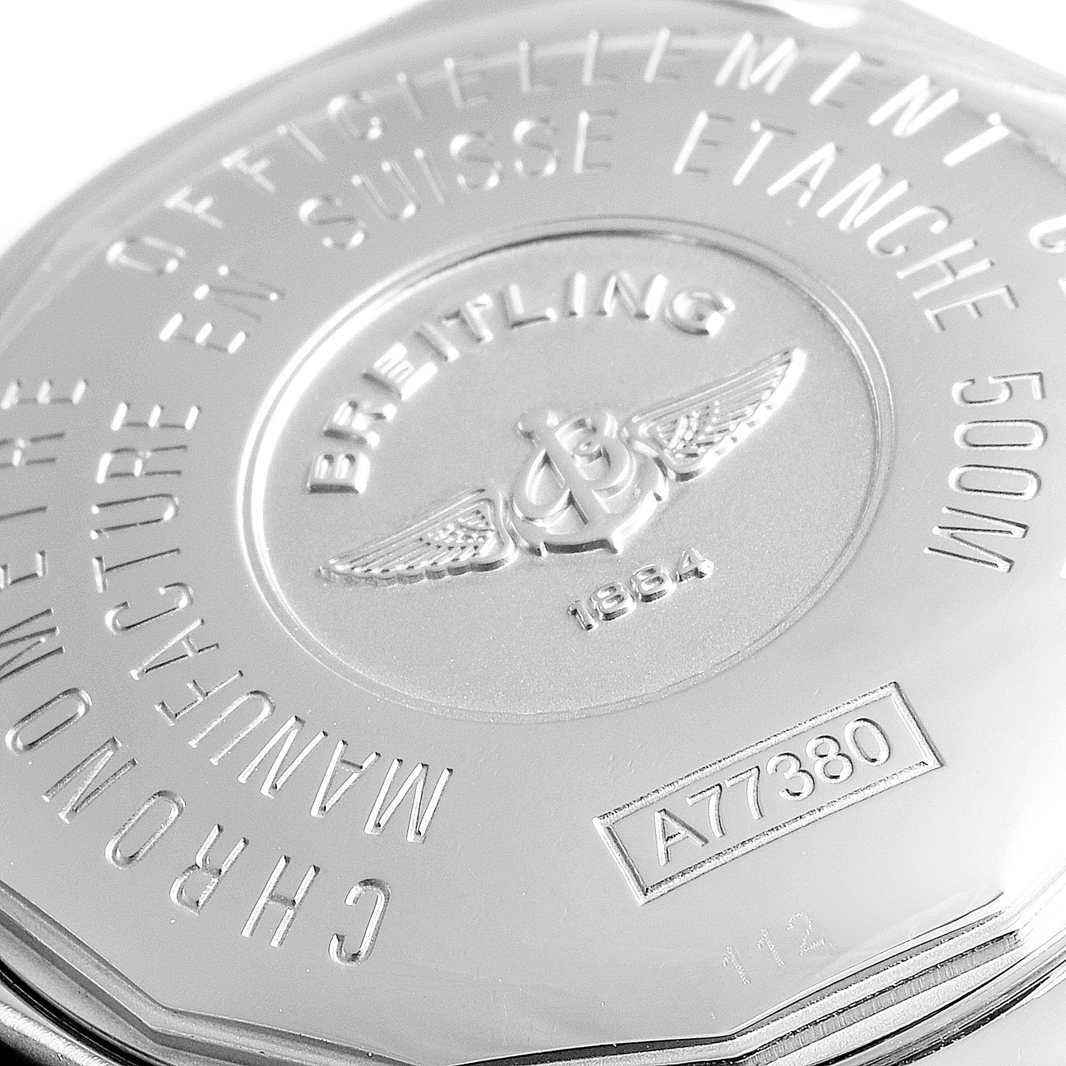 The image shows the back case of the Breitling A77380 Women
s Stainless Steel Silver Dial A77380 Women
s Stainless Steel Silver Dial Colt Oceane Stainless Steel Diamond Ladies Watch A77380 model.