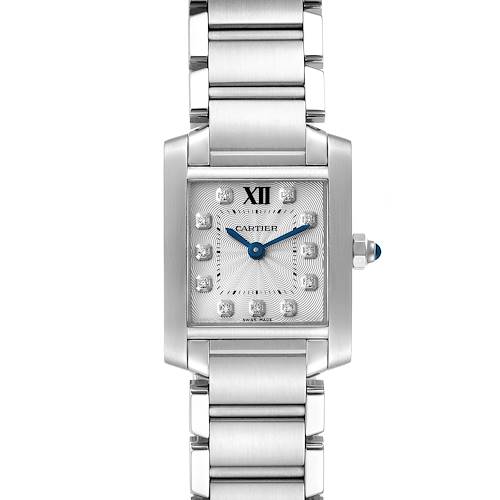 Photo of Cartier Tank Francaise Steel Diamond Small Ladies Watch WE110006 Box Card