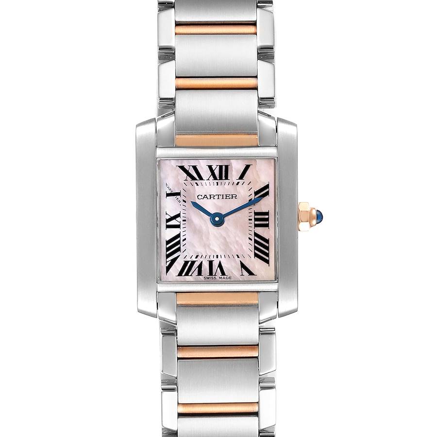 Cartier Tank Francaise Steel Rose Gold MOP Dial Watch W51027Q4 SwissWatchExpo