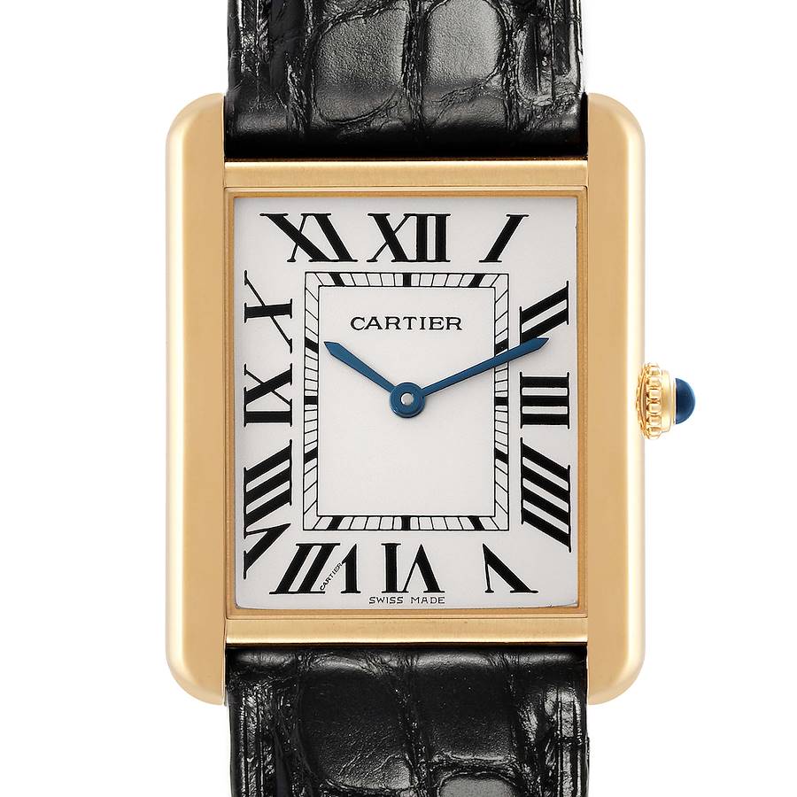 Cartier Tank Solo Large Yellow Gold Steel Mens Watch W5200004 SwissWatchExpo