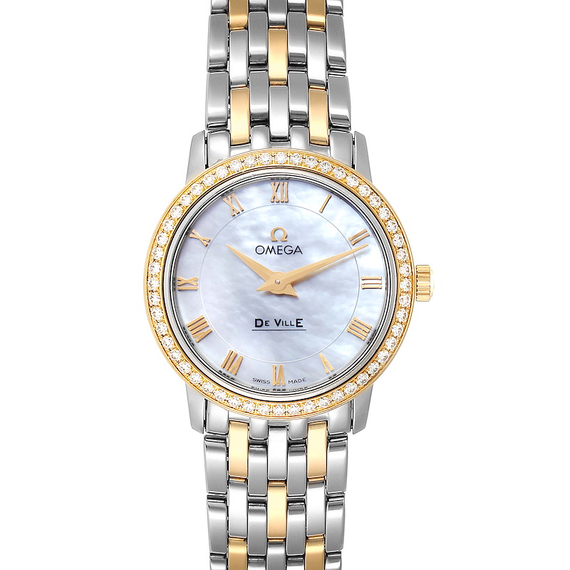 Omega DeVille Prestige Steel Yellow Gold Diamond Watch 413.25.27.60.05.001 SwissWatchExpo