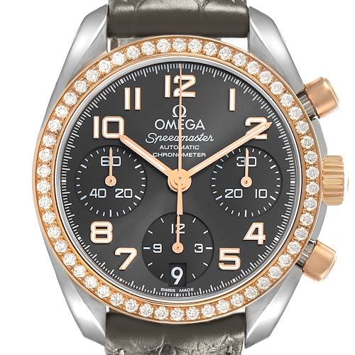 Photo of Omega Speedmaster 38 Steel Rose Gold Diamond Watch 324.28.38.40.06.001 Cards