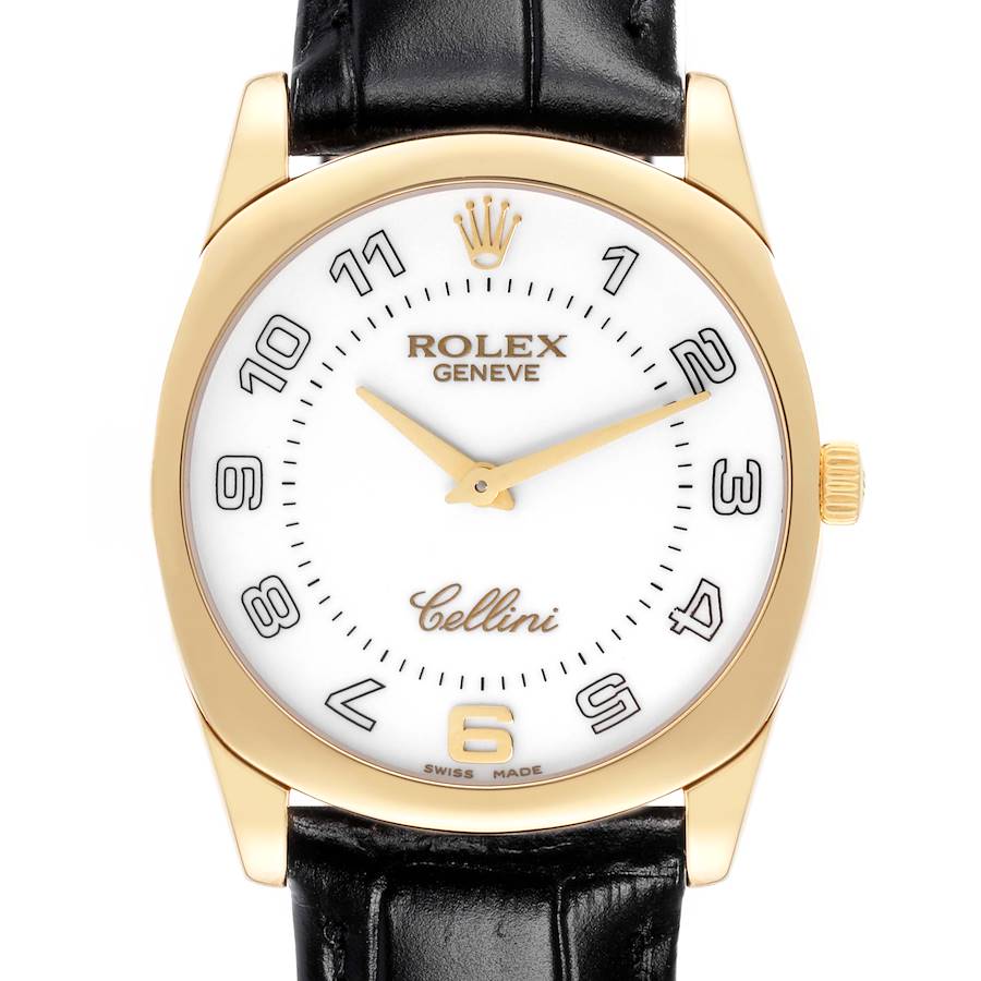 Rolex Cellini Danaos Yellow Gold White Dial Mens Watch 4233 SwissWatchExpo