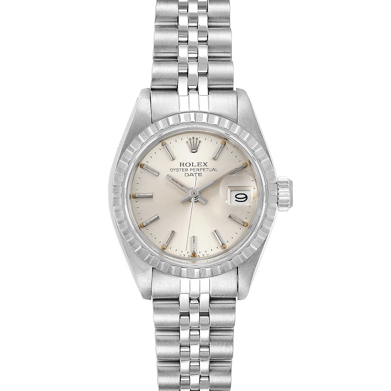 Rolex Date Silver Baton Dial Automatic Steel Ladies Watch 6924 SwissWatchExpo