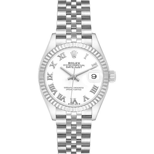 Photo of Rolex Datejust 28 Steel White Gold Roman Dial Ladies Watch 279174 Card