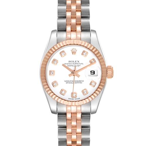 Photo of Rolex Datejust Steel Rose Gold Diamond White Dial Ladies Watch 179171