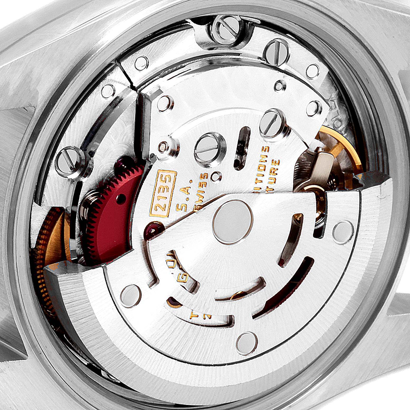 This image shows the movement and inner mechanism of a Rolex Datejust 69174 Women's Stainless Steel Silver Dial 69174 Women's Stainless Steel Silver Dial watch viewed close-up from the back.