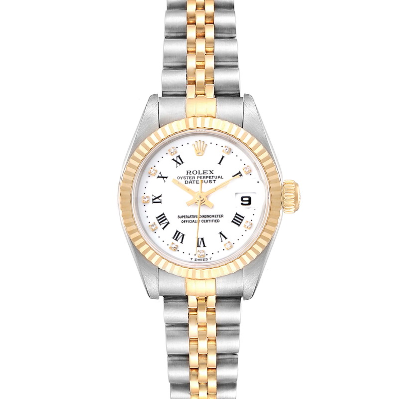 Rolex Datejust Steel Yellow Gold Roman Diamond Dial Ladies Watch 69173 Box Paper SwissWatchExpo