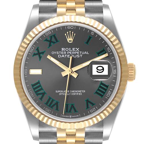 Photo of Rolex Datejust Steel Yellow Gold Wimbledon Dial Mens Watch 126233 Box Card