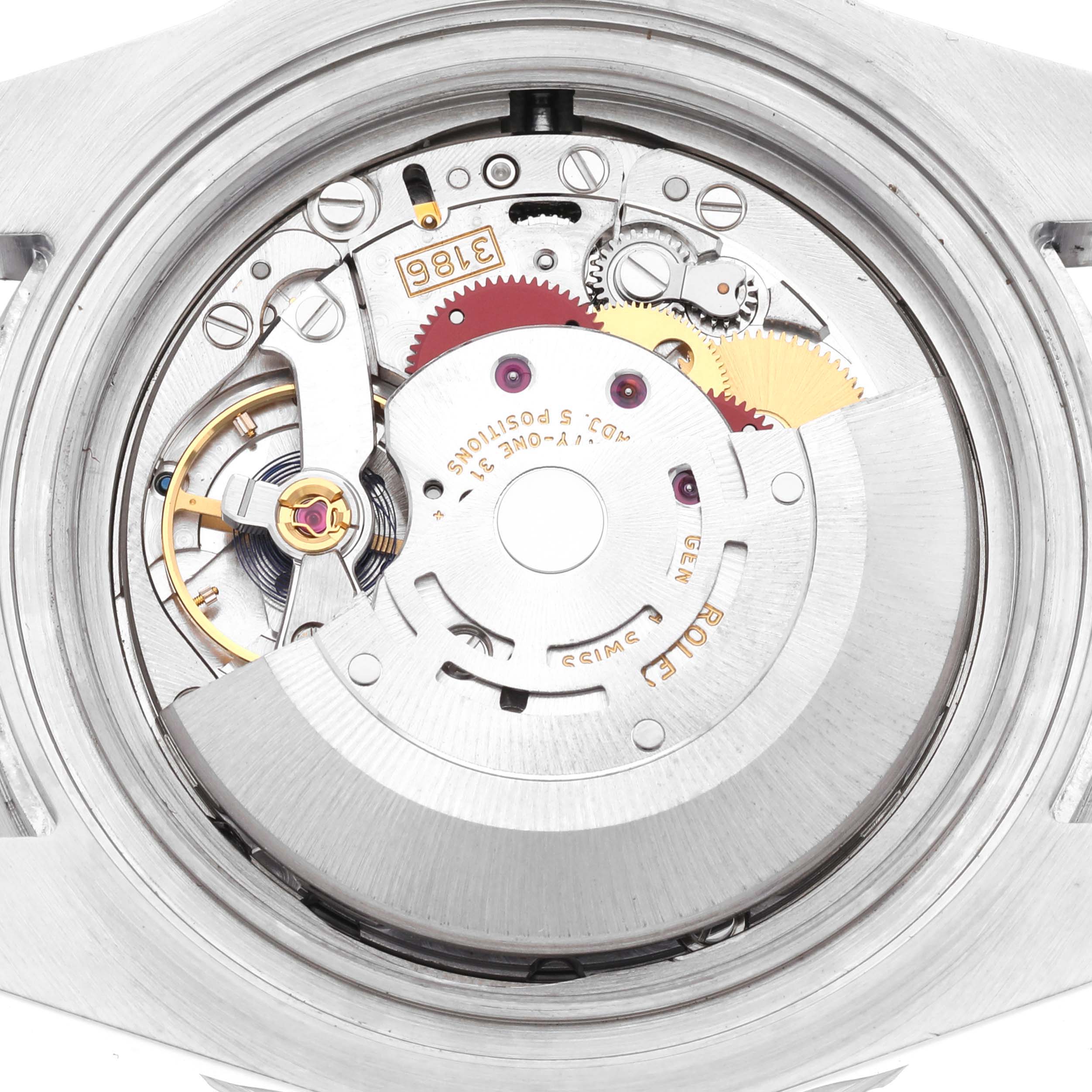 This image shows the internal mechanism of a Rolex GMT-Master 116710 Men's Stainless Steel Black Dial 116710 Men's Stainless Steel Black Dial watch viewed from the back.