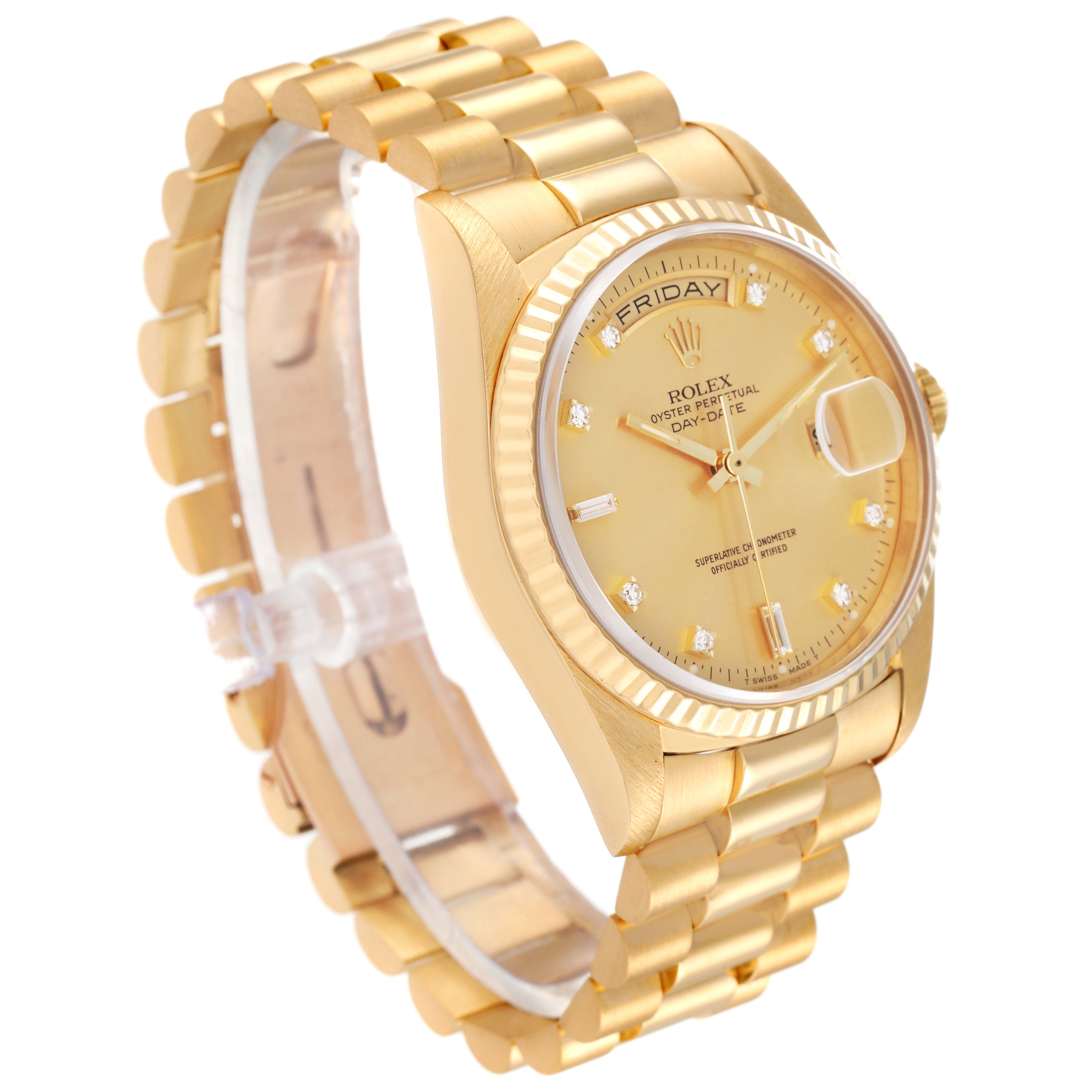 Rolex President Day-Date 36mm Yellow Gold Diamond Mens Watch 18238 ...