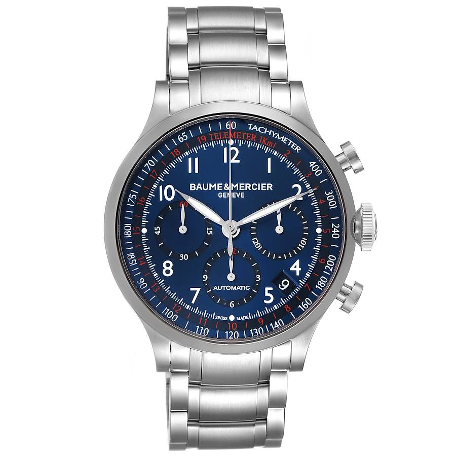 Baume Mercier Capeland Blue Dial Chronograph Steel Mens Watch