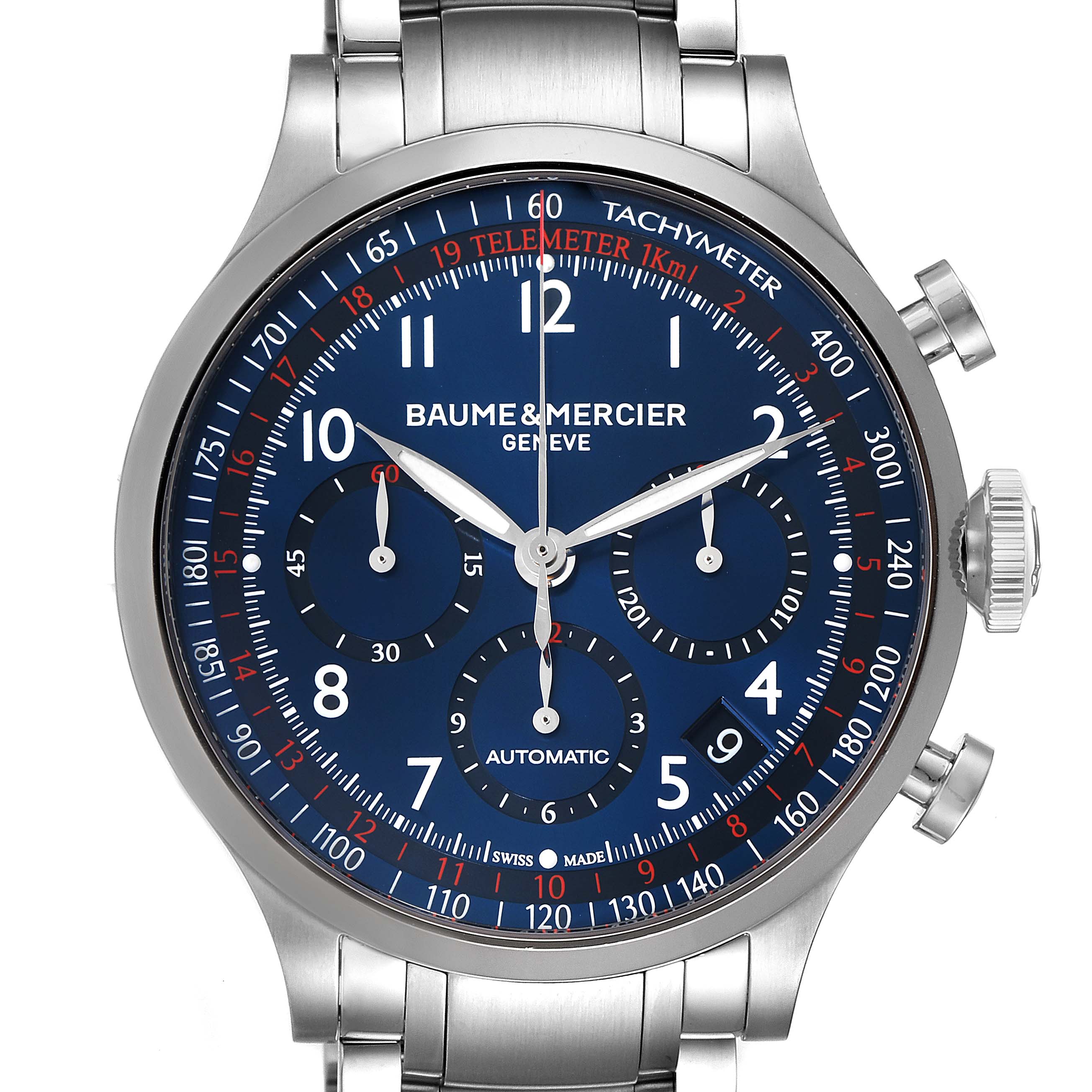 Baume Mercier Capeland Blue Dial Chronograph Steel Mens Watch