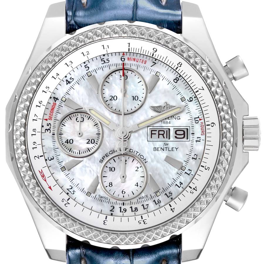 Breitling Bentley Motors GT Mother of Pearl Dial Steel Mens Watch A13362 Box Card SwissWatchExpo