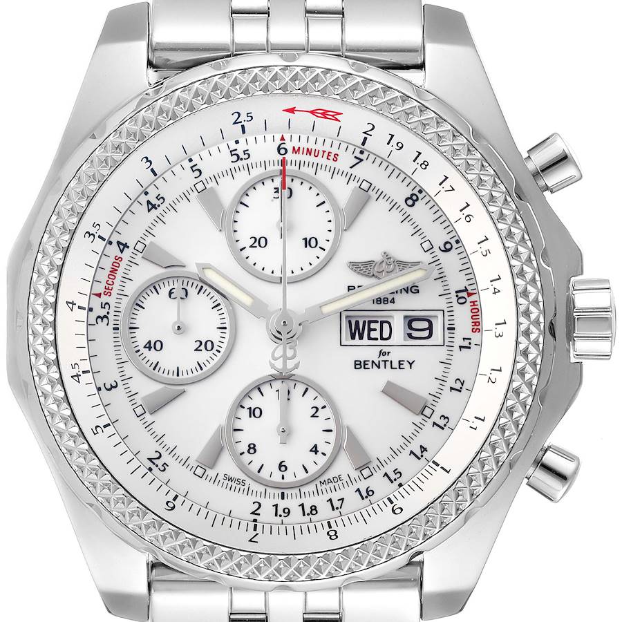 Breitling Bentley Motors GT Silver Dial Chronograph Watch A13362 Box Card SwissWatchExpo