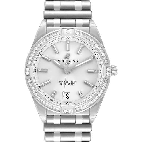 Photo of Breitling Chronomat 32 Steel Silver Diamond Dial Ladies Watch A77310 Unworn