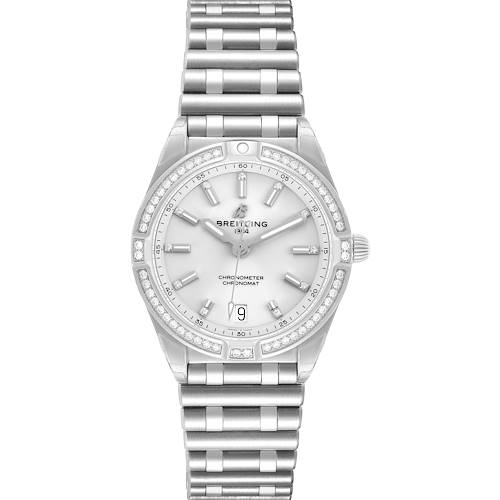 Photo of Breitling Chronomat 32 Steel Silver Diamond Dial Ladies Watch A77310 Unworn