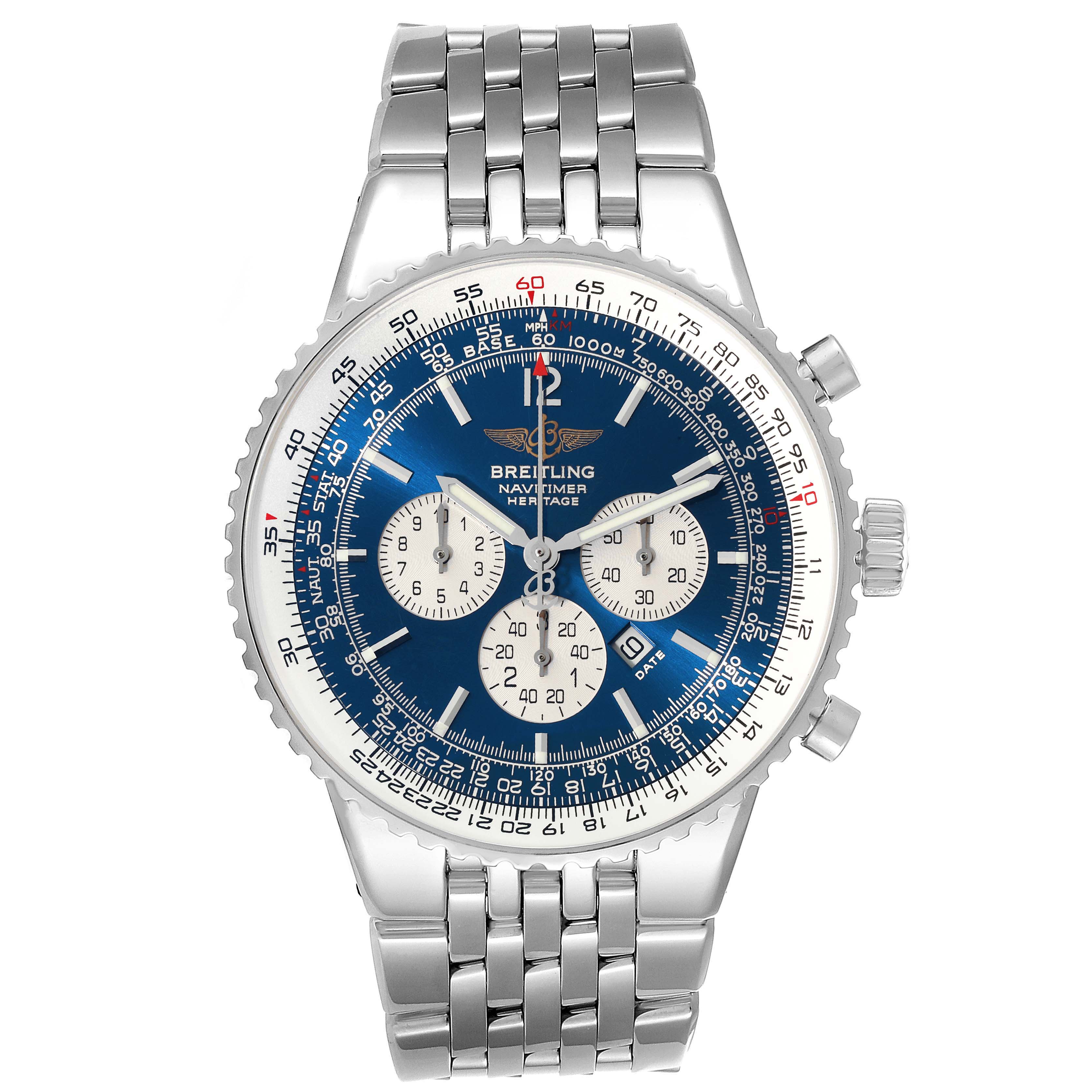 Breitling Navitimer Heritage Blue Dial Automatic Mens Watch A35340 ...