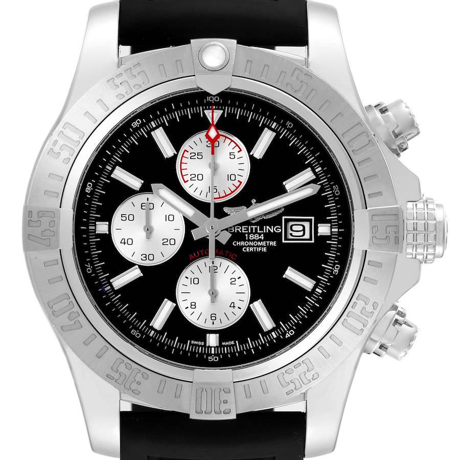 Breitling Super Avenger II Black Dial Steel Mens Watch A13371 SwissWatchExpo