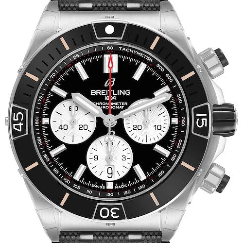 Photo of Breitling Super Chronomat B01 Black Dial Steel Mens Watch AB0136 Box Card