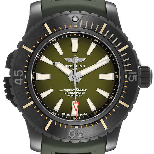 Photo of Breitling Superocean 48 Green Dial Titanium Mens Watch V17369 Box Card