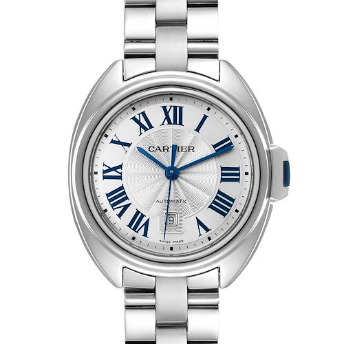 Photo of Cartier Cle Silver Guilloche Dial Automatic Steel Ladies Watch WSCL0005