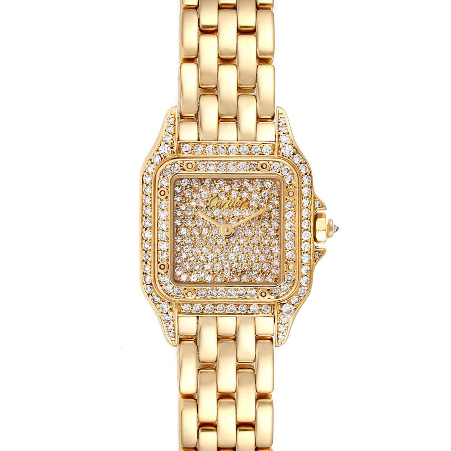 Cartier Panthere Ladies 18k Yellow Gold Pave Diamond Ladies Watch SwissWatchExpo